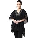 studio rasa Women39s Georgette Sequin Embroidered Yoke