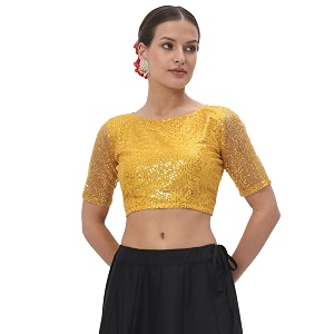 studio rasa Womens Net Sequin Embroidered Sheer
