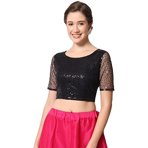 studio rasa Womens Net Sequin Embroidered Sheer