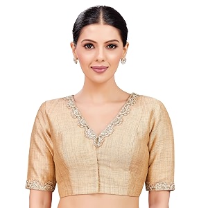 Studio Shringaar Crepe Womens Linen Brocade Embroidered