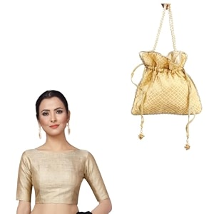 Studio Shringaar Polyester Womens Golden Readymade Saree