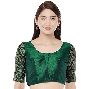 Studio Shringaar Womens Brocade Sleeves Saree Blouse