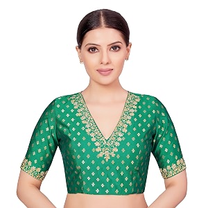 Studio Shringaar Womens Brocade Embroidered V-Neck Readymade
