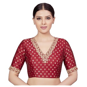 Studio Shringaar Womens Brocade Embroidered V-Neck Readymade