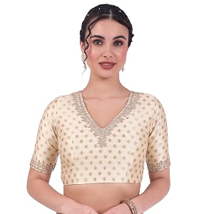 Studio Shringaar Womens Brocade Embroidered V-Neck Readymade