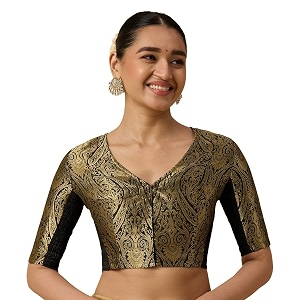 Studio Shringaar Womens Brocade Side Stretch Smocked