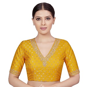Studio Shringaar Womens Brocade Embroidered V-Neck Readymade