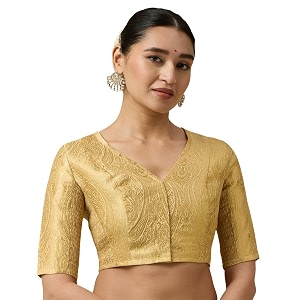 Studio Shringaar Womens Brocade Side Stretch Smocked