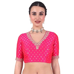 Studio Shringaar Womens Brocade Embroidered V-Neck Readymade