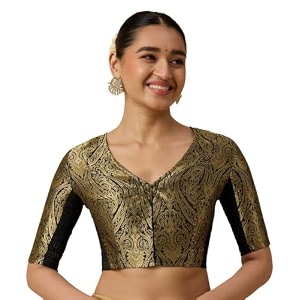 Studio Shringaar Womens Brocade Side Stretch Smocked