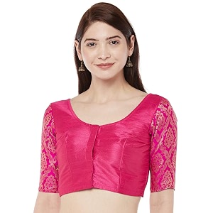 Studio Shringaar Womens Brocade Sleeves Saree Blouse