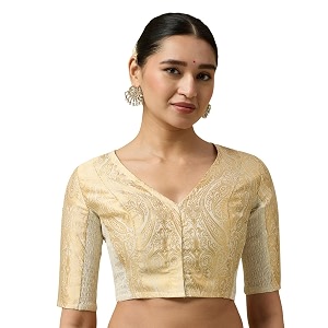 Studio Shringaar Womens Brocade Side Stretch Smocked