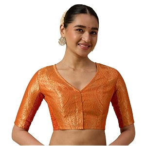 Studio Shringaar Womens Brocade Side Stretch Smocked