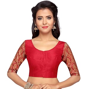 Studio Shringaar Womens Brocade Sleeves Saree Blouse