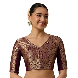 Studio Shringaar Womens Brocade Side Stretch Smocked