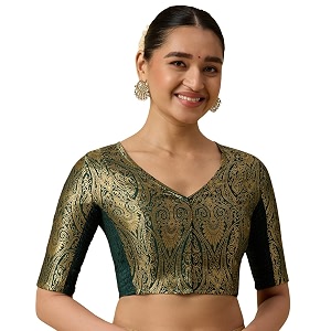Studio Shringaar Womens Brocade Side Stretch Smocked