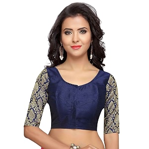 Studio Shringaar Womens Brocade Sleeves Saree Blouse