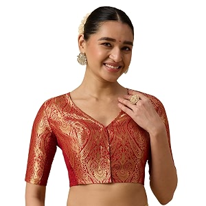 Studio Shringaar Womens Brocade Side Stretch Smocked