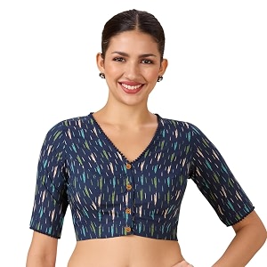Studio Shringaar Womens Cotton Ikat Printed Elbow