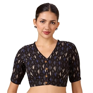 Studio Shringaar Womens Cotton Ikat Printed Elbow