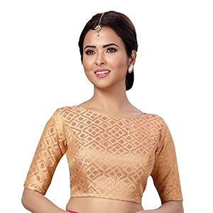 Studio Shringaar Womens Readymade Brocade Elbow Length