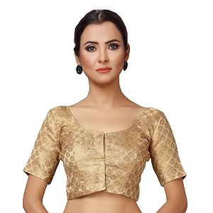 Studio Shringaar Womens Readymade Brocade Short Sleeves