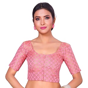 Studio Shringaar Womens Readymade Brocade Short Sleeves