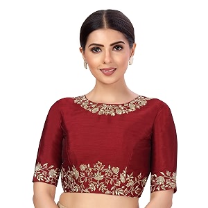 Studio Shringaar Womens Readymade Art Silk Embroidered