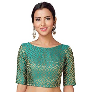 Studio Shringaar Womens Readymade Brocade Elbow Length