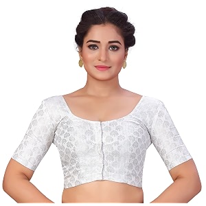 Studio Shringaar Womens Readymade Brocade Short Sleeves