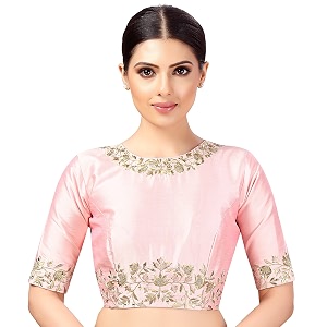 Studio Shringaar Womens Readymade Art Silk Embroidered