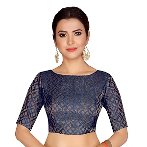 Studio Shringaar Womens Readymade Brocade Elbow Length