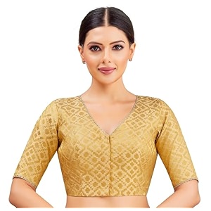 Studio Shringaar Womens Readymade Brocade Elbow Length