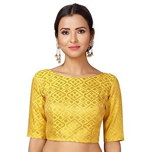 Studio Shringaar Womens Readymade Brocade Elbow Length
