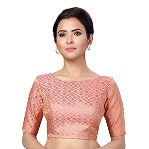 Studio Shringaar Womens Readymade Brocade Elbow Length
