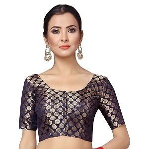 Studio Shringaar Womens Readymade Brocade Short Sleeves