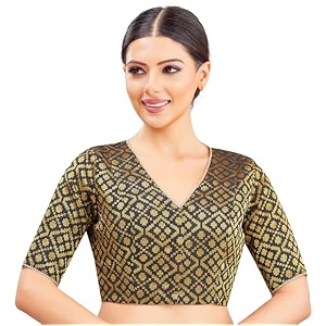 Studio Shringaar Womens Readymade Brocade Elbow Length