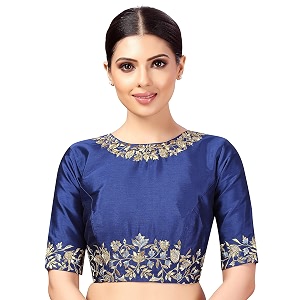 Studio Shringaar Womens Readymade Art Silk Embroidered