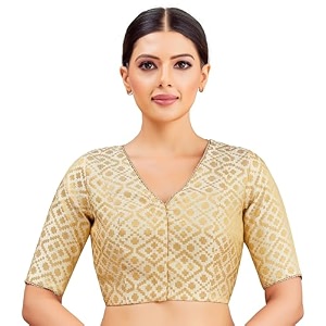 Studio Shringaar Womens Readymade Brocade Elbow Length