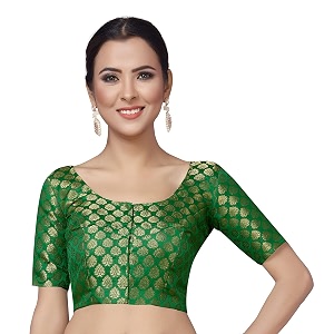 Studio Shringaar Womens Readymade Brocade Short Sleeves