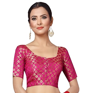 Studio Shringaar Womens Readymade Brocade Short Sleeves