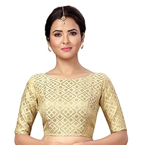 Studio Shringaar Womens Readymade Brocade Elbow Length