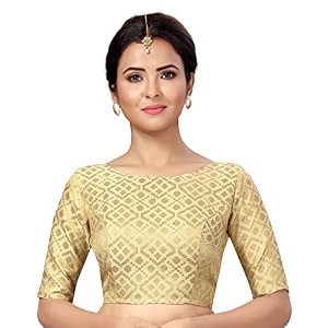 Studio Shringaar Womens Readymade Brocade Elbow Length