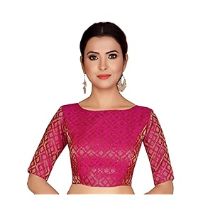 Studio Shringaar Womens Readymade Brocade Elbow Length