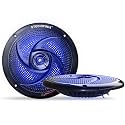 STUDIOFINIX 5.25" Woofer Waterproof Marine Speakers,6.39" Overall Diameter,160W 2-Way Outdoor Boat Audio with LED Lights, Low Profile Slim Style Suitable for Boat, RV, UTV, ATV, Golf Cart (2 Pack)