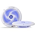 STUDIOFINIX 6.5" Woofer Waterproof Marine Speakers,7.32" Overall Diameter,240W 2-Way Outdoor Boat Audio with LED Lights, Low Profile Slim Style Suitable for Boat, RV, UTV, ATV, Golf Cart (2 Pack)