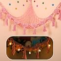 Stuffed Animal Hammock Net Corner, 56'' Jumbo 5mm Cotton Plushie Net,Pink