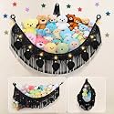 Stuffed Animal Storage Hammock Corner, 56'' Large Macrame Plushie Net,Black