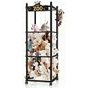 Stuffed Animal Storage Zoo Tower,56In Wooden Large Stuffed Animal Holder Organizer with Wheels,Stuffy Plushies Storage with Elastic Band&amp;Mesh Bottom,Toy Storage Organizers for Playroom Nursery（Black）