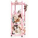 Stuffed Animal Storage Zoo Tower,56In Wooden Large Stuffed Animal Holder Organizer with Wheels,Stuffy Plushies Storage with Elastic Band&amp;Mesh Bottom,Toy Organizers for Playroom Nursery（Pink）